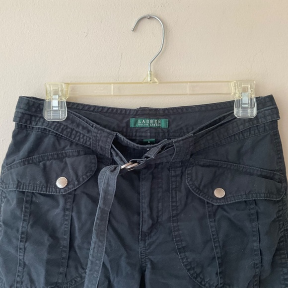 Vintage Lauren Ralph Lauren black cotton shorts with belt size 4 ⭐️⭐️⭐️ - Picture 3 of 8